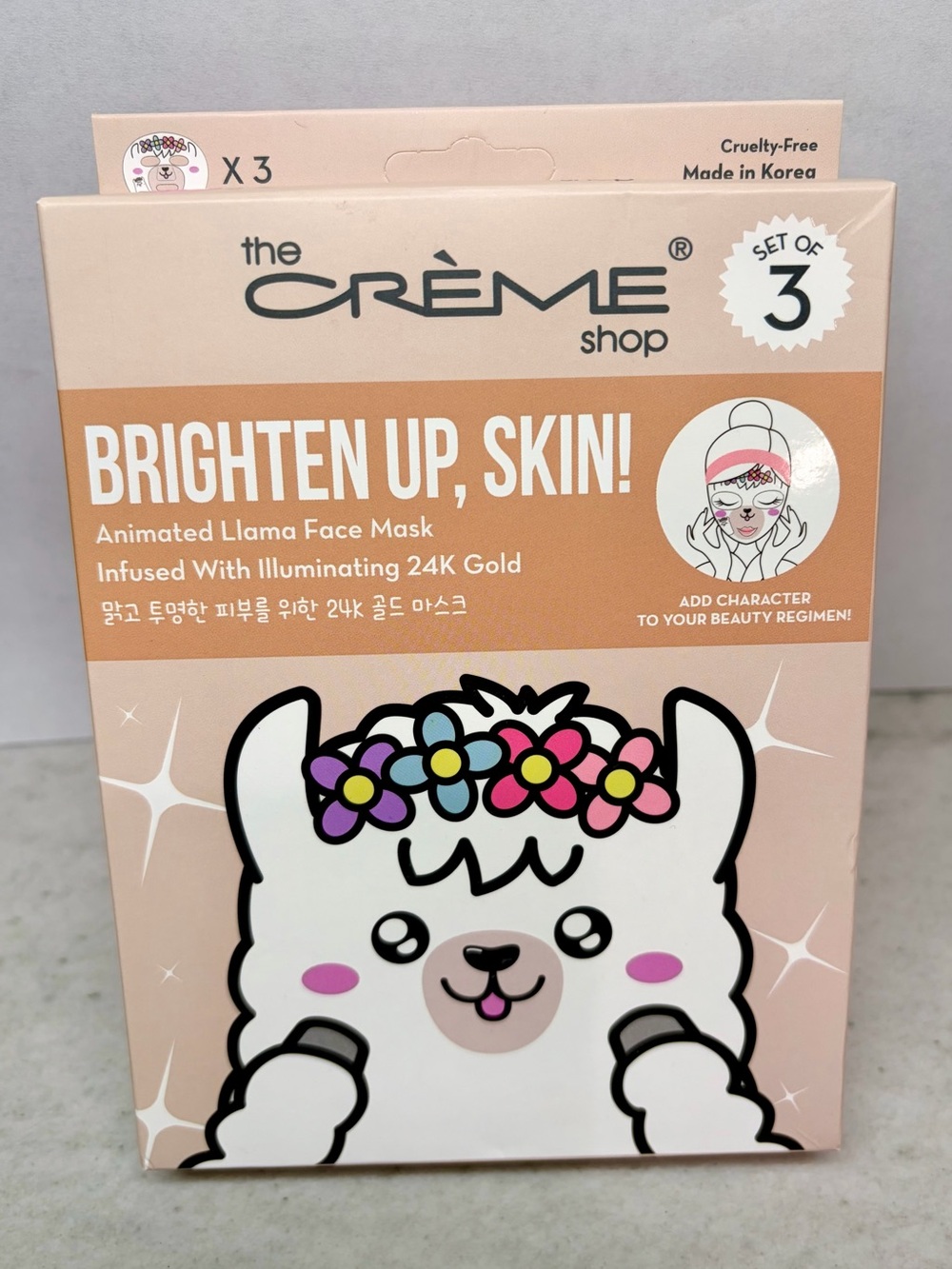 The Crème Shop Brighten Up, Skin! Animated Llama Face Sheet Masks - SET OF 3